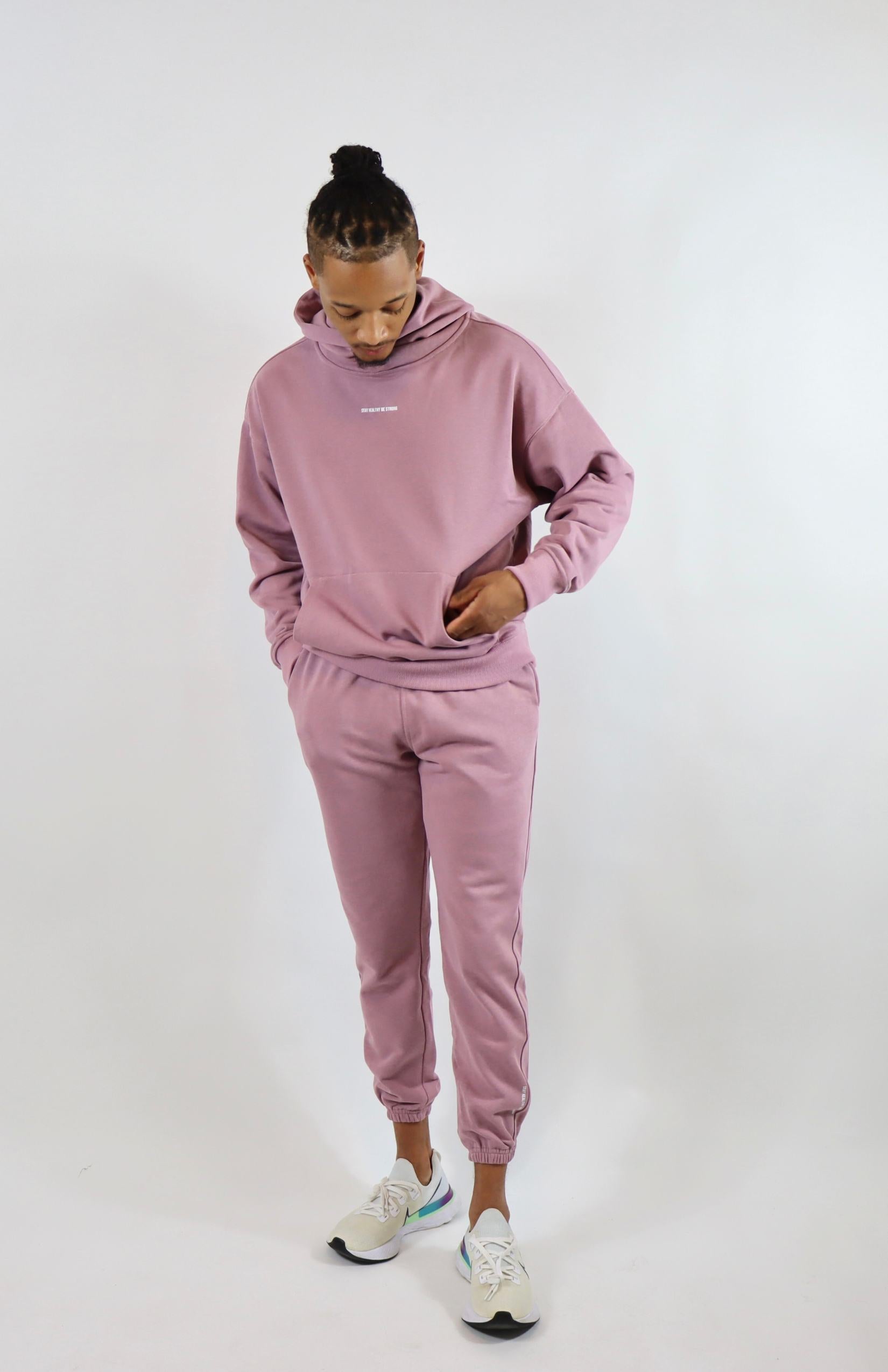 Soft berry oversized pullover hoodie with soft berry oversized French Terry joggers