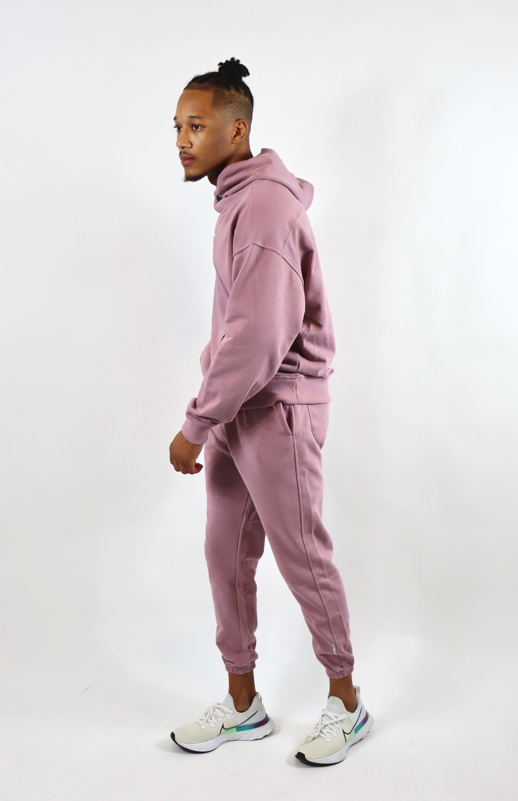 Soft berry oversized pullover hoodie with soft berry oversized French Terry joggers
