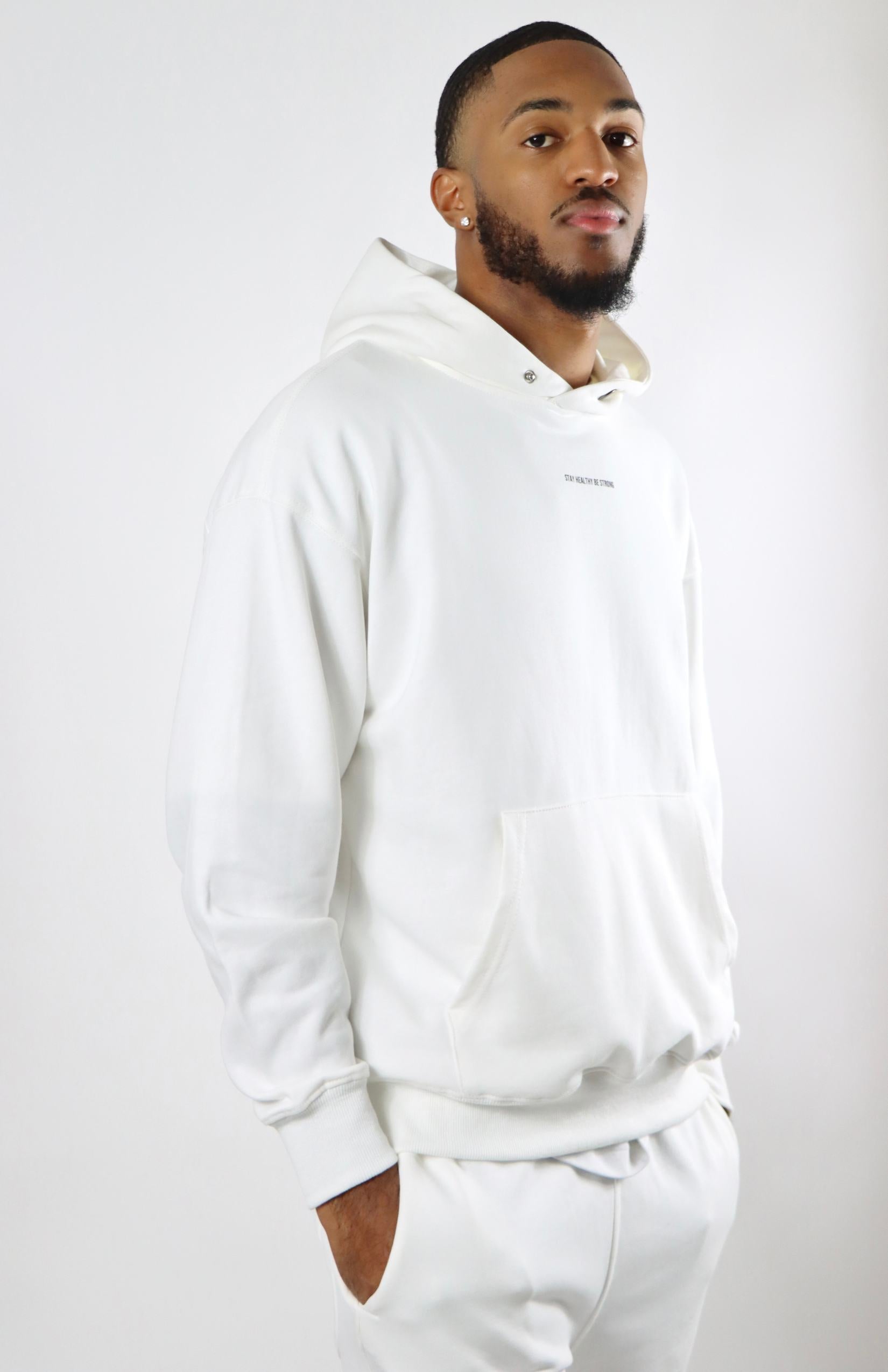 White oversized pullover hoodie