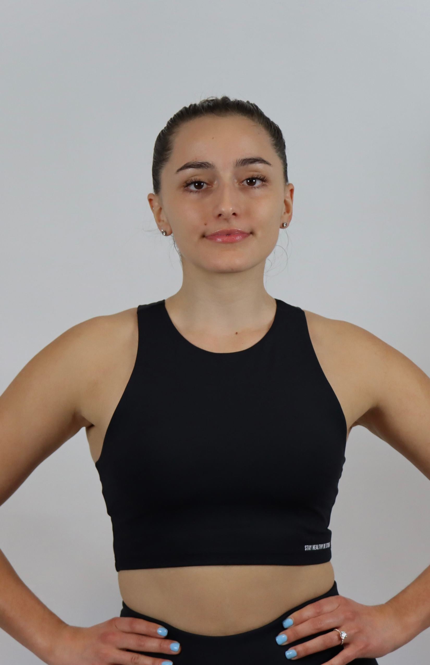 Black high-neck sports bra