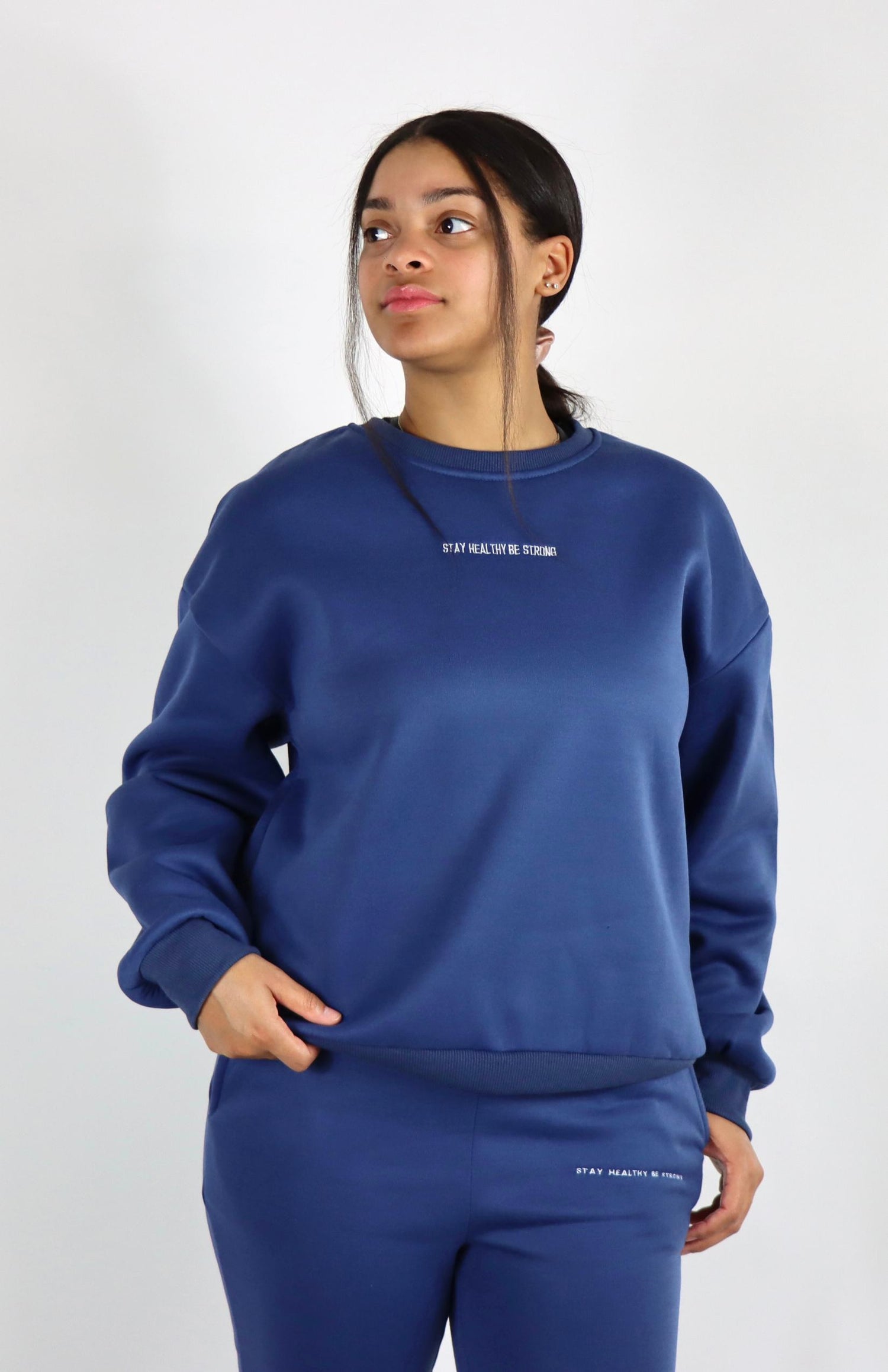 Navy crewneck sweatshirt