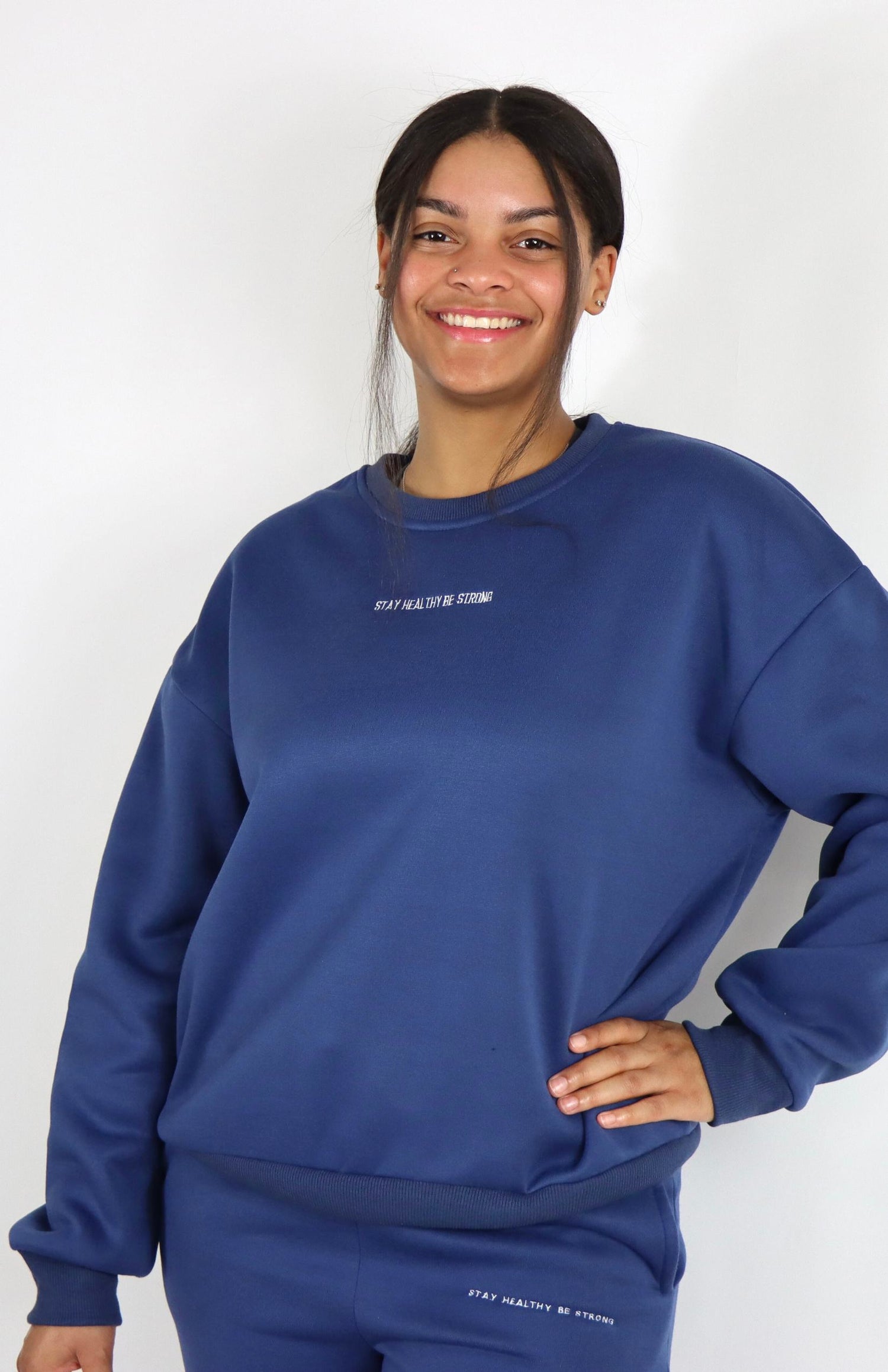 Navy crewneck sweatshirt