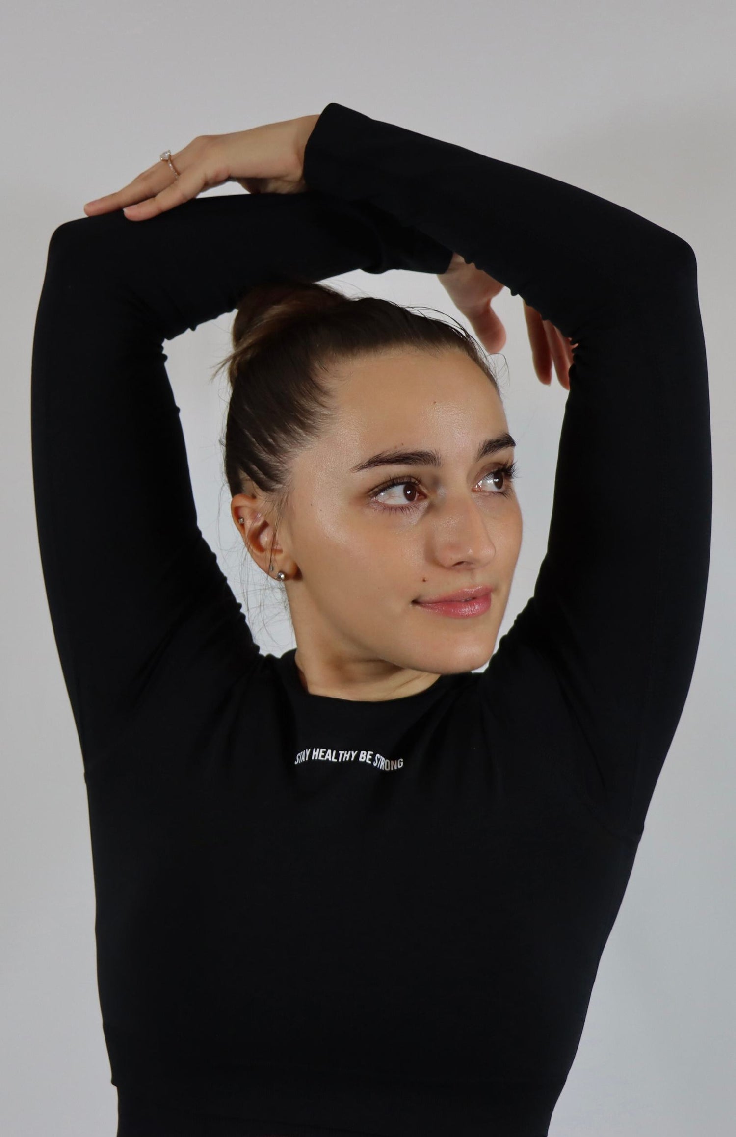 Black amplify long sleeve crop top