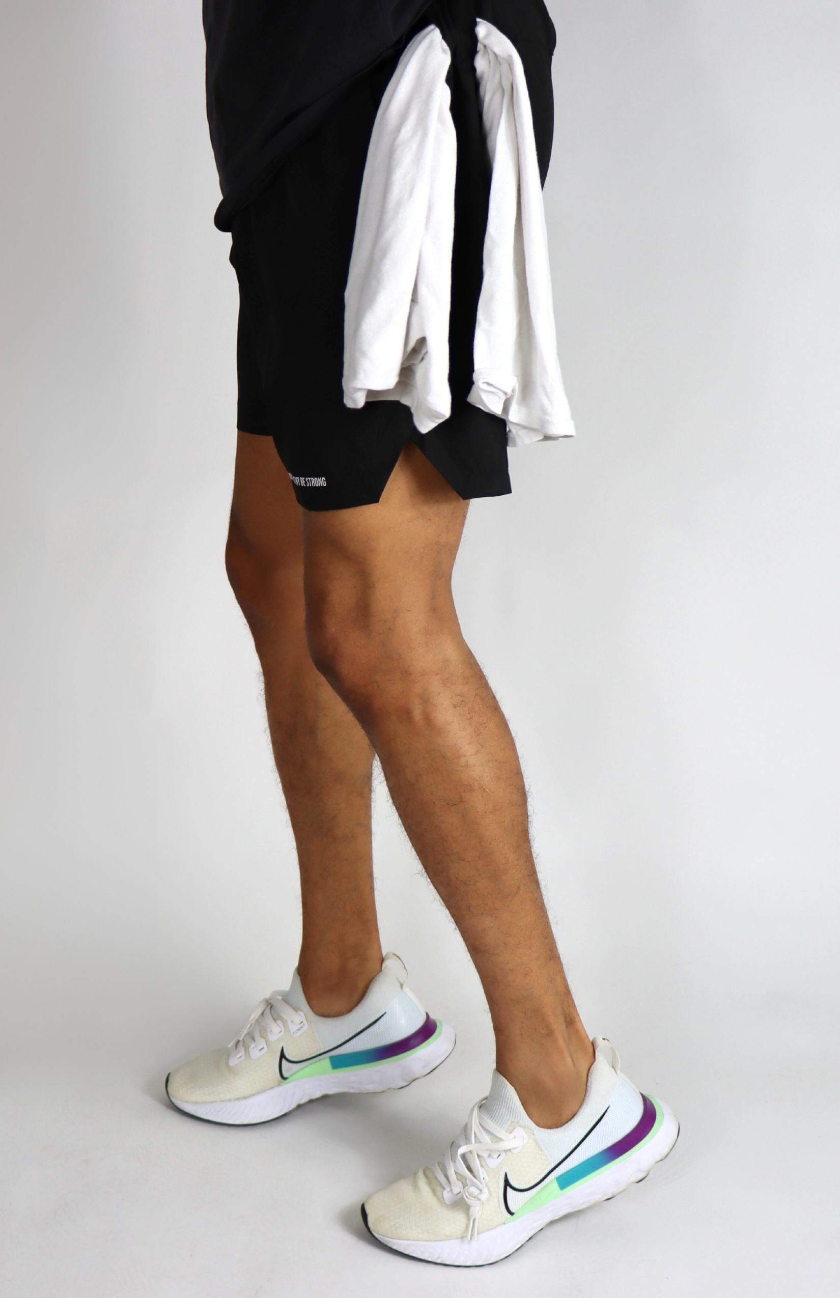 black unlined running shorts