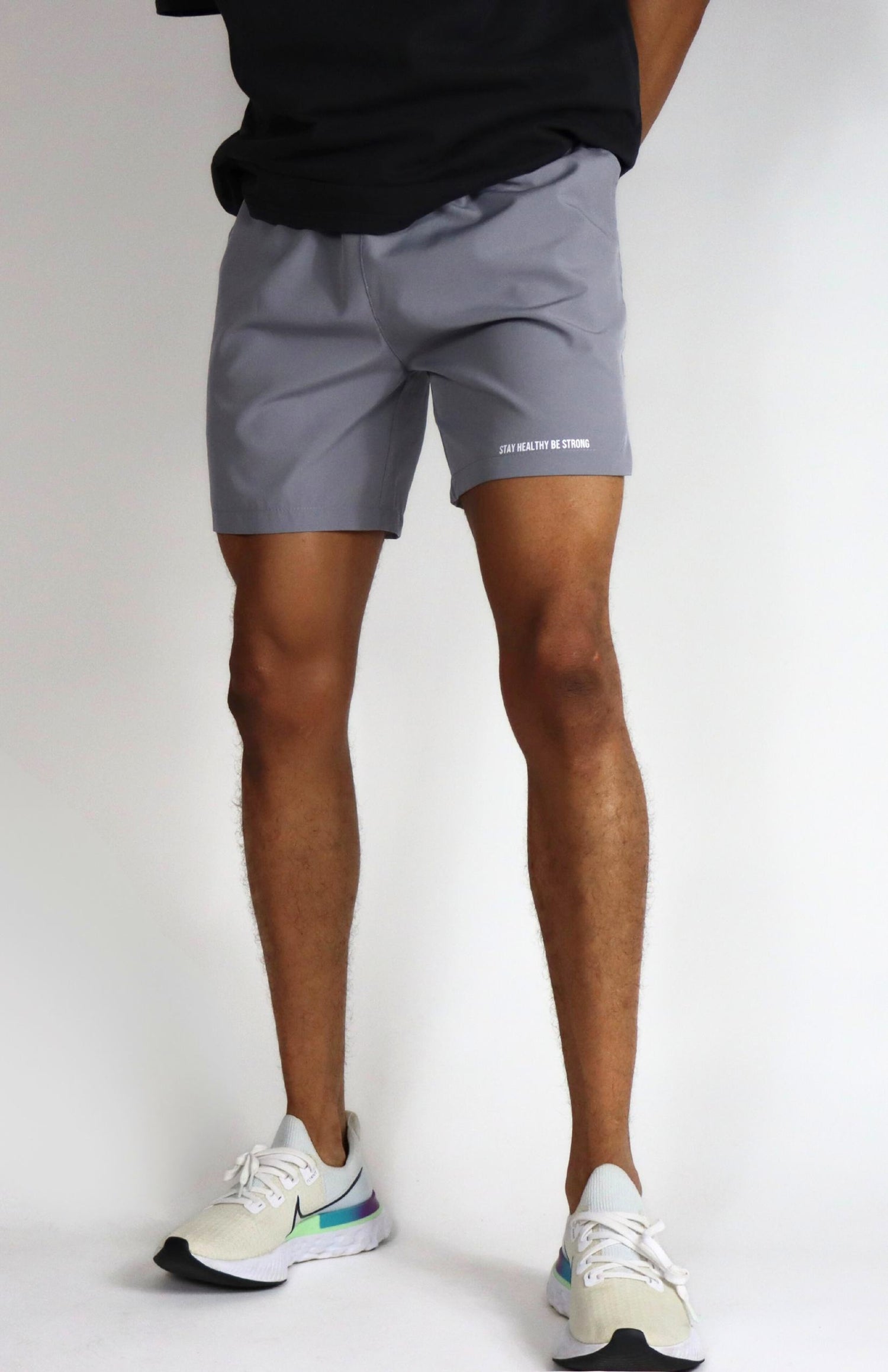 gray unlined running shorts