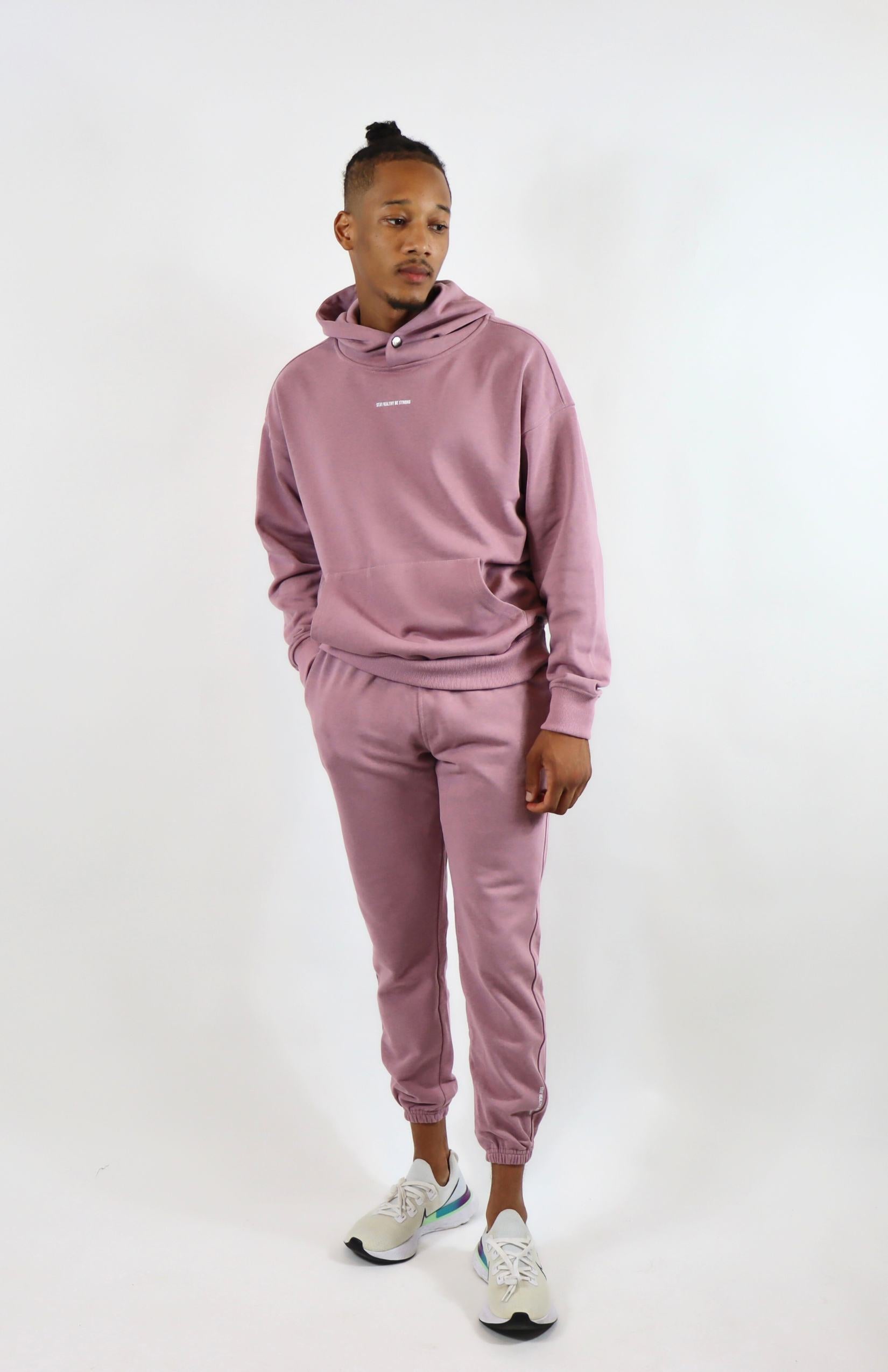 Soft berry oversized pullover hoodie with soft berry oversized French Terry joggers 