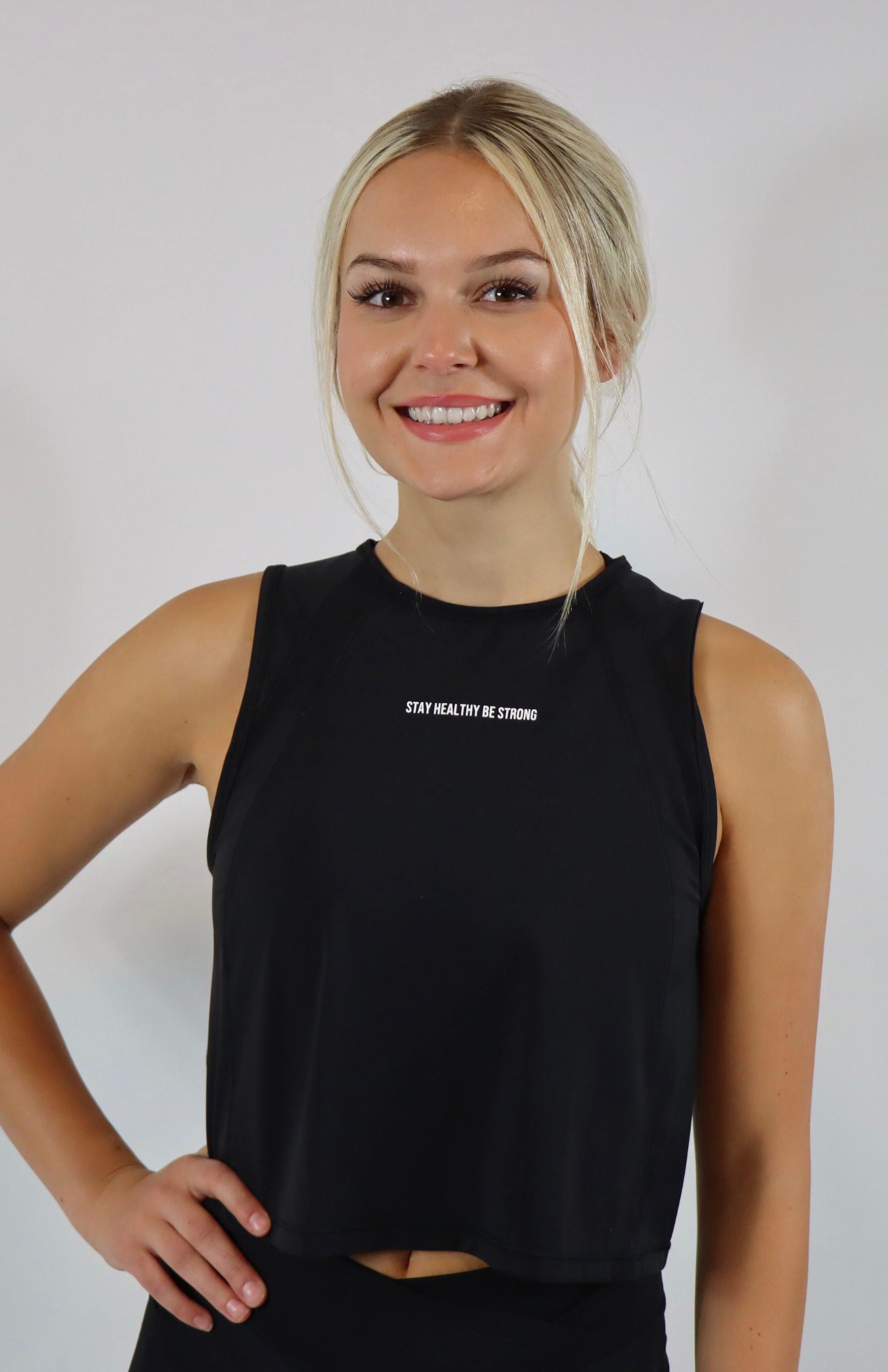 Black cropped sleeveless tank top 
